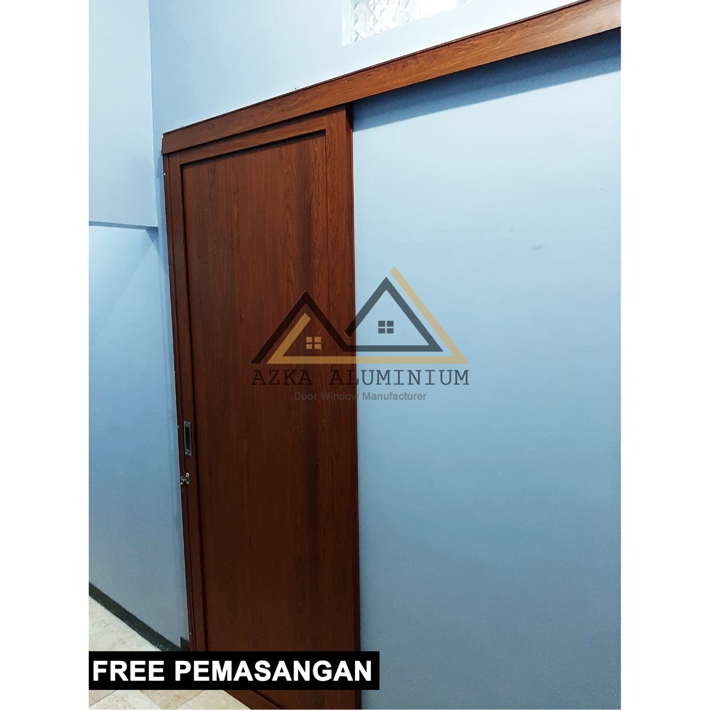 Pintu Sliding Aluminium Motif Serat Kayu