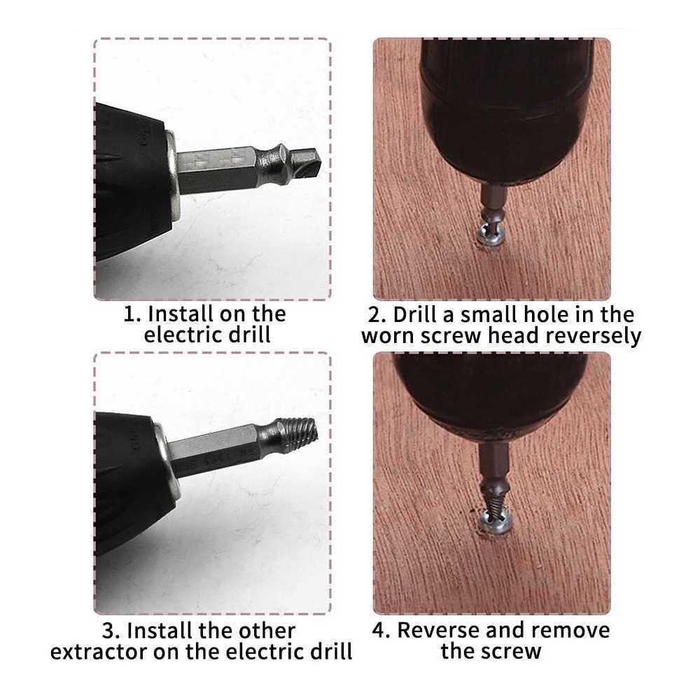 Set Mata Bor Extractor Broken Screw Remover 5 PCS - TL105 - Silver