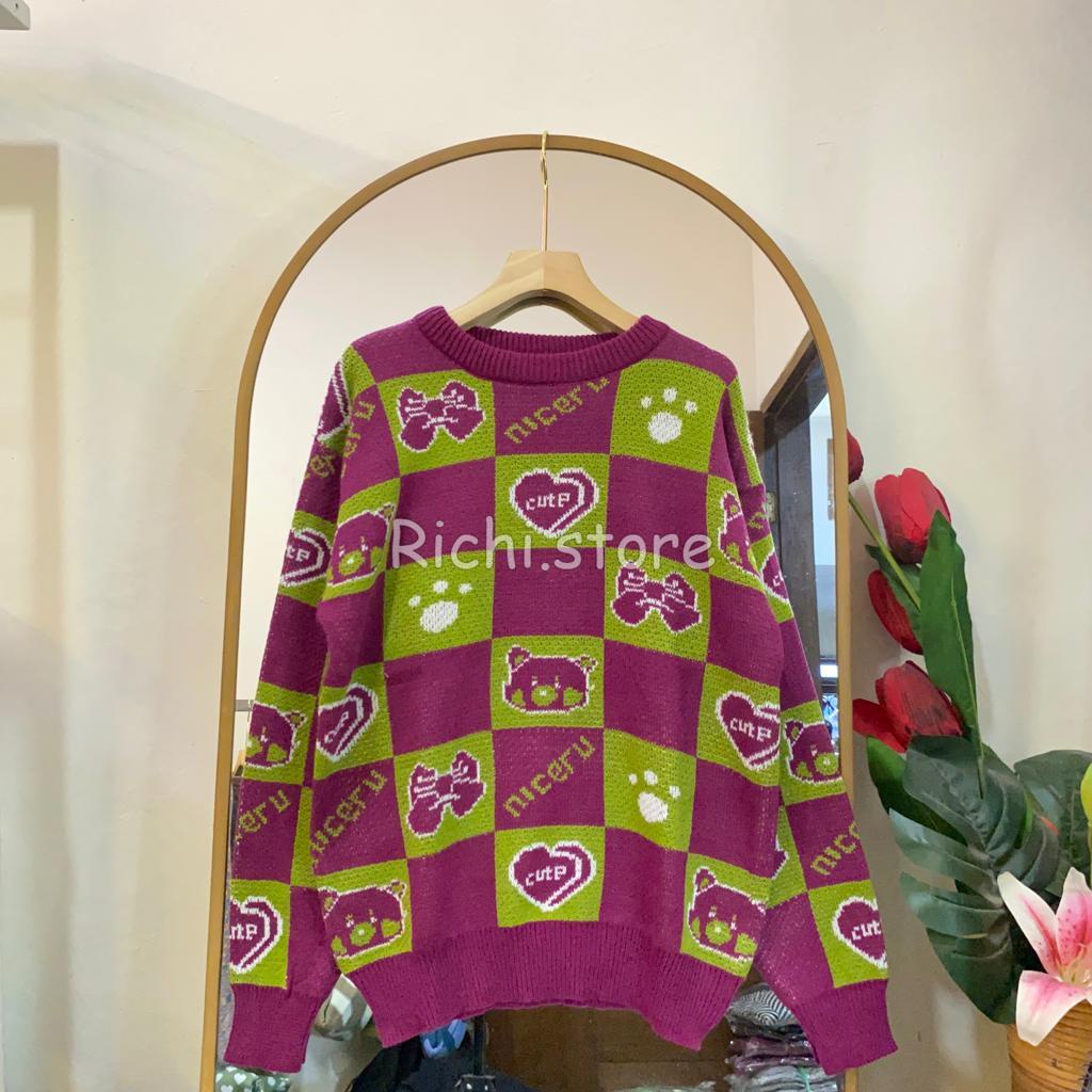 SWEATER BEAR RAJUT MOTIF CUTIES TERBARU