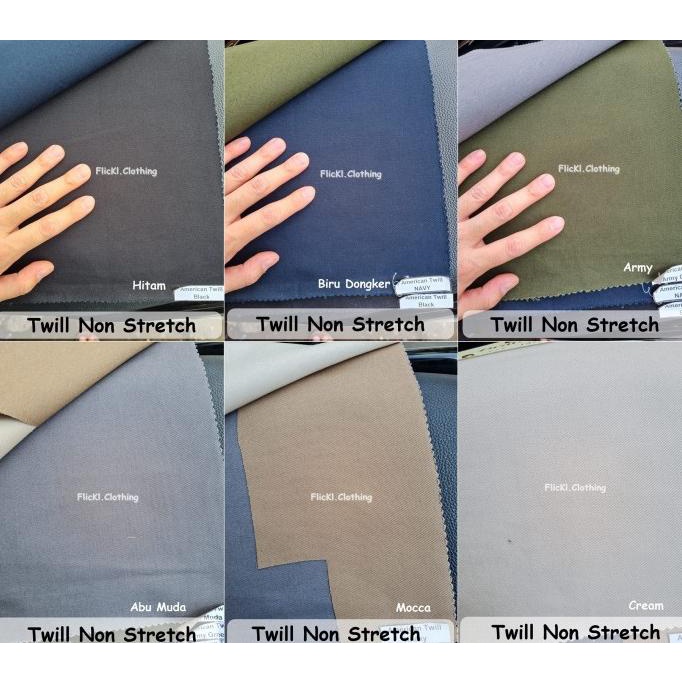 BAHAN KAIN CHINO TWILL SCOTCH CELANA JAKET KEMEJA KATUN TIDAK MELAR