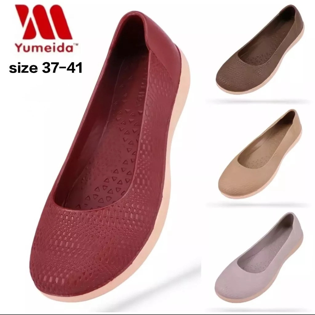 Sepatu Wanita Slip on Yumeida Karet Lentur Tahan Air LD 9098