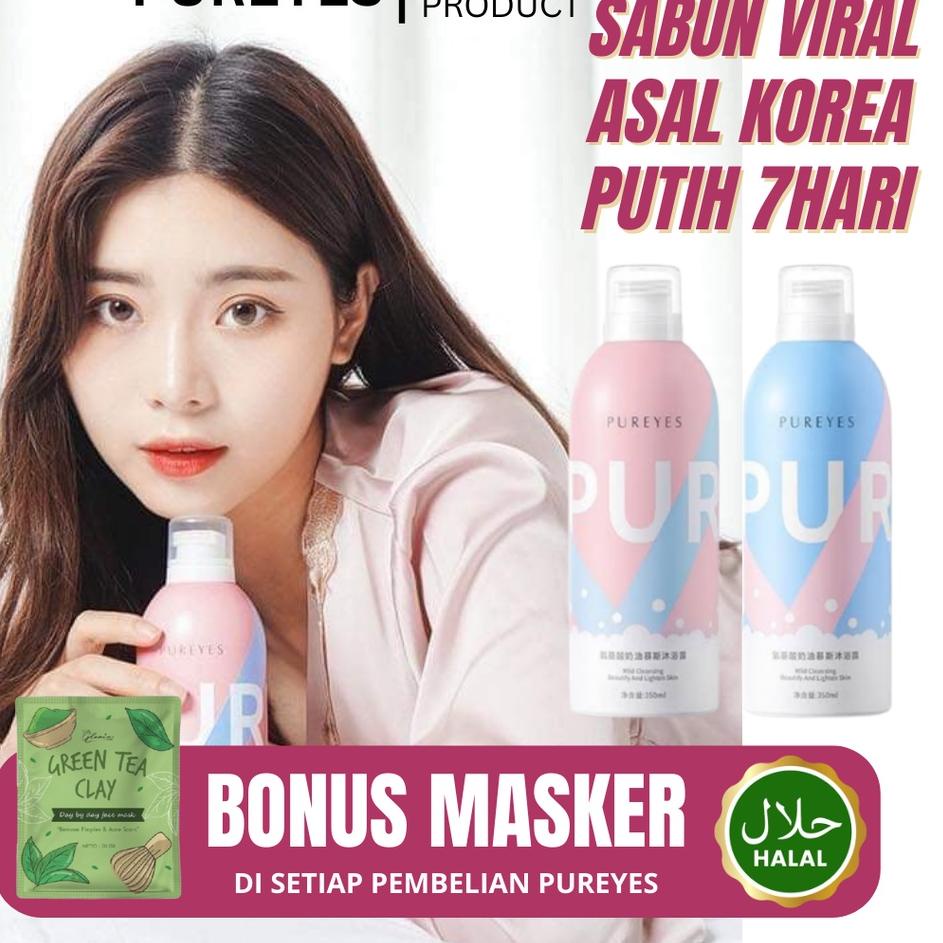 Terbaruϟday PUREYES Sabun Mandi Korea Glow Whitening Gel Shower Foam Botol Berbusa 350 ml