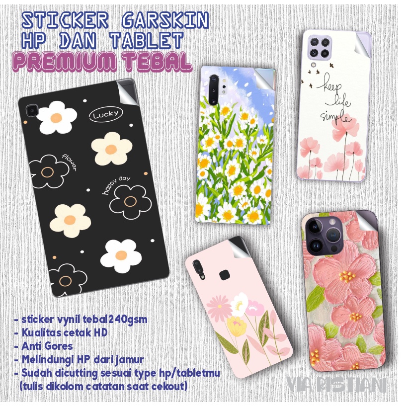 Garskin Skin HP Stiker Anti Jamur Iphone  Vivo Oppo Realme Redmi Samsung Huawei  Samsung  Stiker Pelindung All Type Handphone Tablet Bunga Daisy