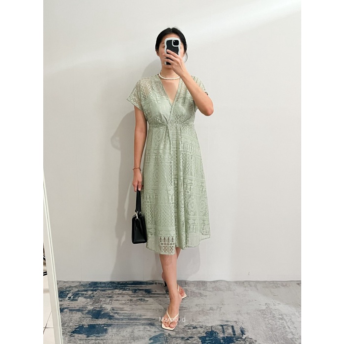 Maroo - Alea Dress/dress korea/midi dress/dress pesta/dress lebaran - Sage Green