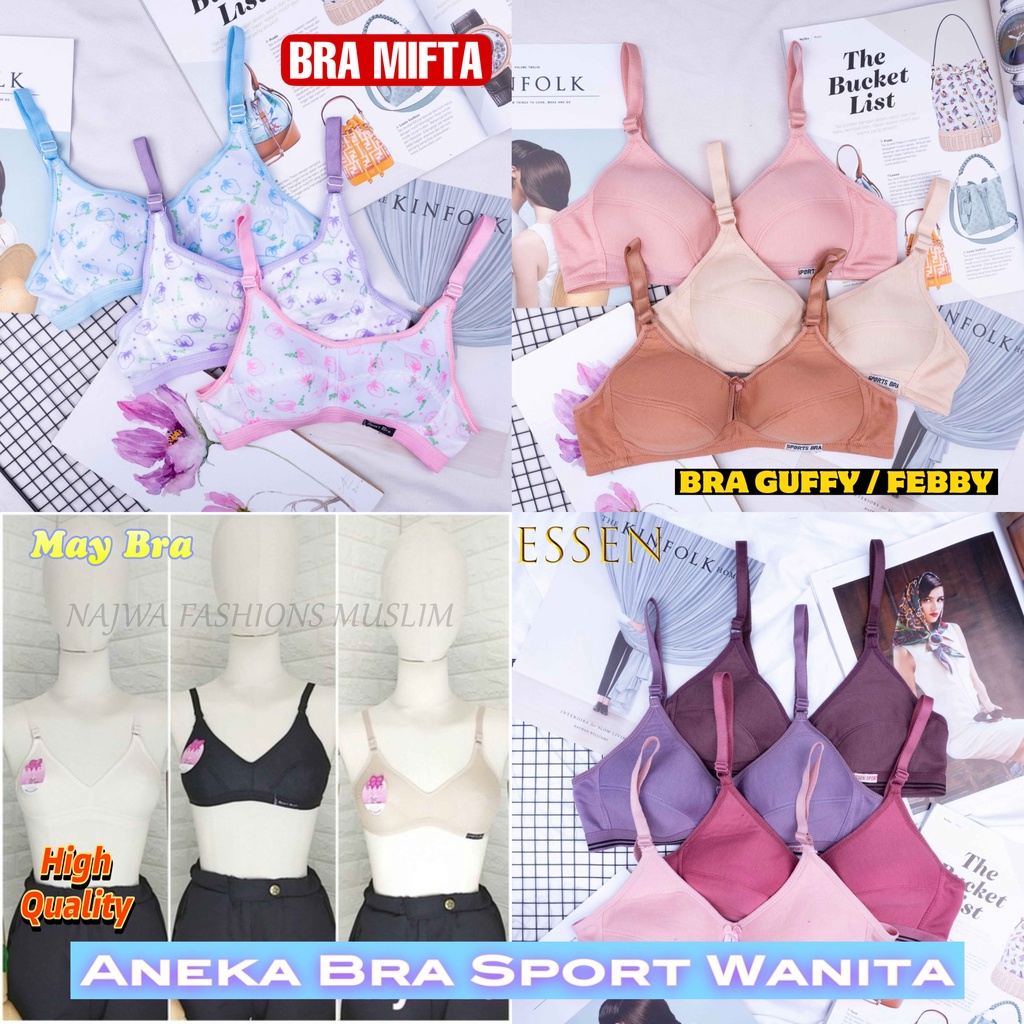Tahan Lama Najwa - Bh Bra Sport Wanita Perempuan Dewasa Remaja Tanpa Kawat Dan Busa Tipis Ukuran 34