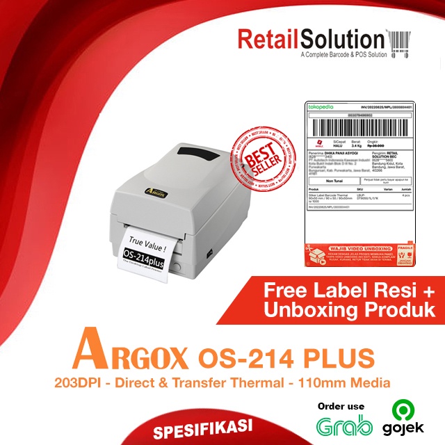 Printer Barcode Label Argox OS214 Plus / OS 214 / OS-214 Plus