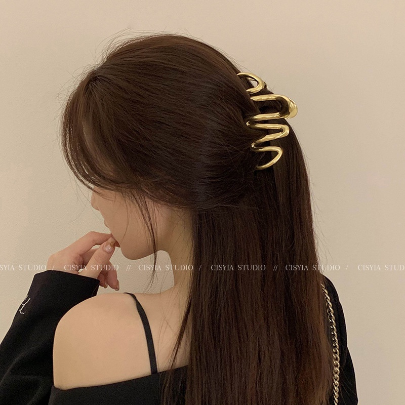 Sample Gelombang Besar Hair Grab Clip Female Klip Hiu Rambut Logam Yang Indah