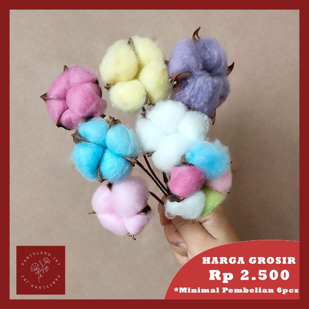 Artificial Cotton Single Stem Flower Bunga kapas Pajangan Hiasan Dekorasi Rumah