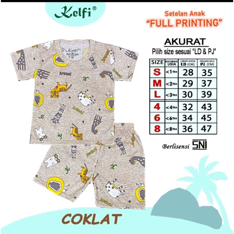 Setelan Anak Full Print Lengan Pendek Celana Pendek SNI SETELAN KELFI