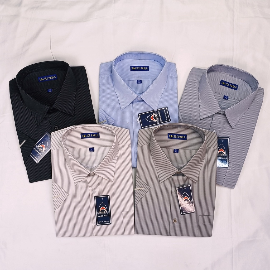 Kemeja Pria Baju Pria Kotak Kotak Lengan Pendek Salice Paolo Jumbo Casual Navy Hem