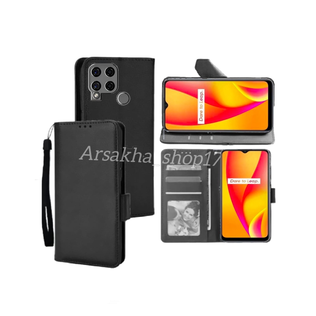 CASE DOMPET REALME C15/C12 FLIP COVER LEATHER PREMIUM CASING SARUNG BUKU HP