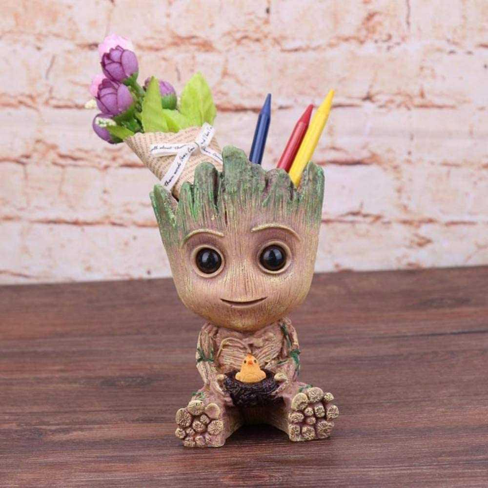 Groot Action Figure Marvel Holding Pot Tanaman 14cm - TKR9 - Brown