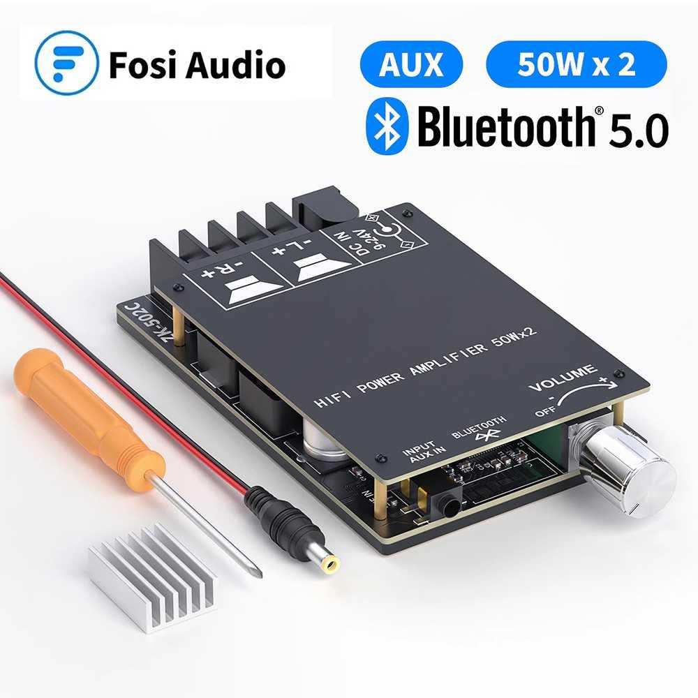 Audio Bluetooth 5.0 Amplifier 2.0 Channel TPA3116D2 2x50W - ZK502C - Black