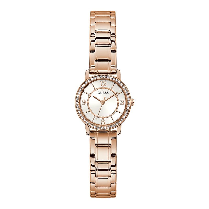 Jam Tangan Wanita Guess Melody GW0468L3 Ladies Silver Dial Rose Gold Stainless Steel Strap