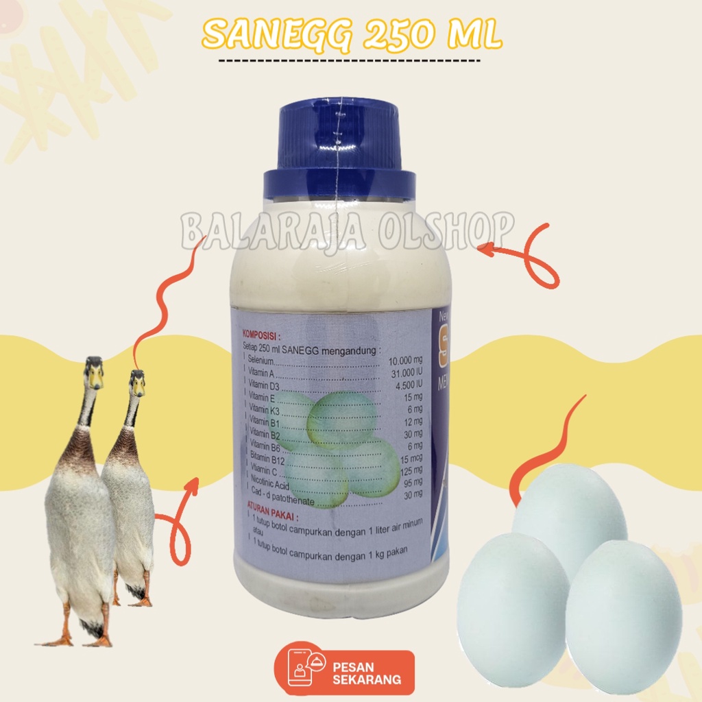 Pemacu Produksi Telur Bebek - Sanegg Liquid 250 Ml - Cepat Bertelur Banyak Menambah Nafsu Makan &amp; Daya Tahan Tubuh