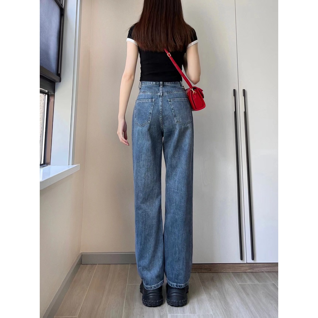 ✅COD Biru retro high waist kulot kekinian celana jeans panjang wanita