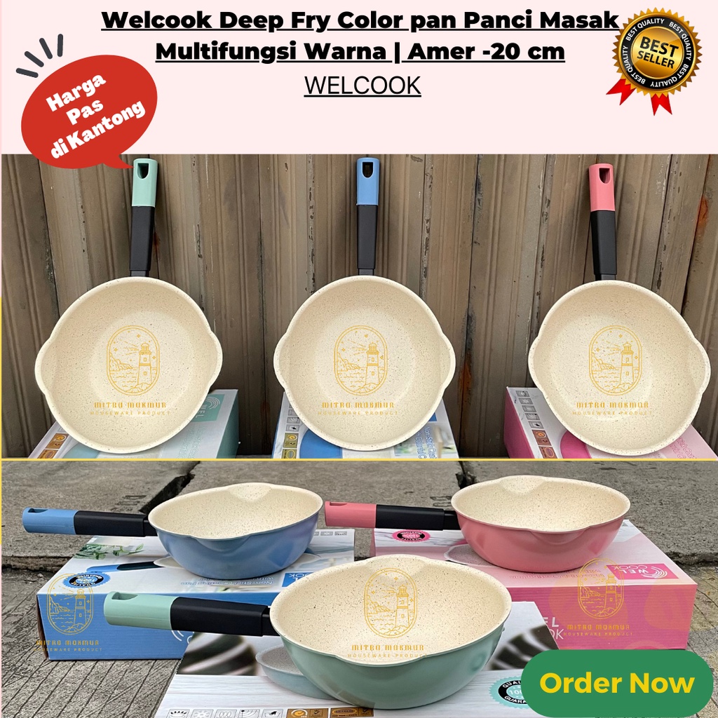 SALE!! WELCOOK DEEP FRY COLOR PAN PANCI MASAK MULTIFUNGSI WARNA AMER - 20 CM