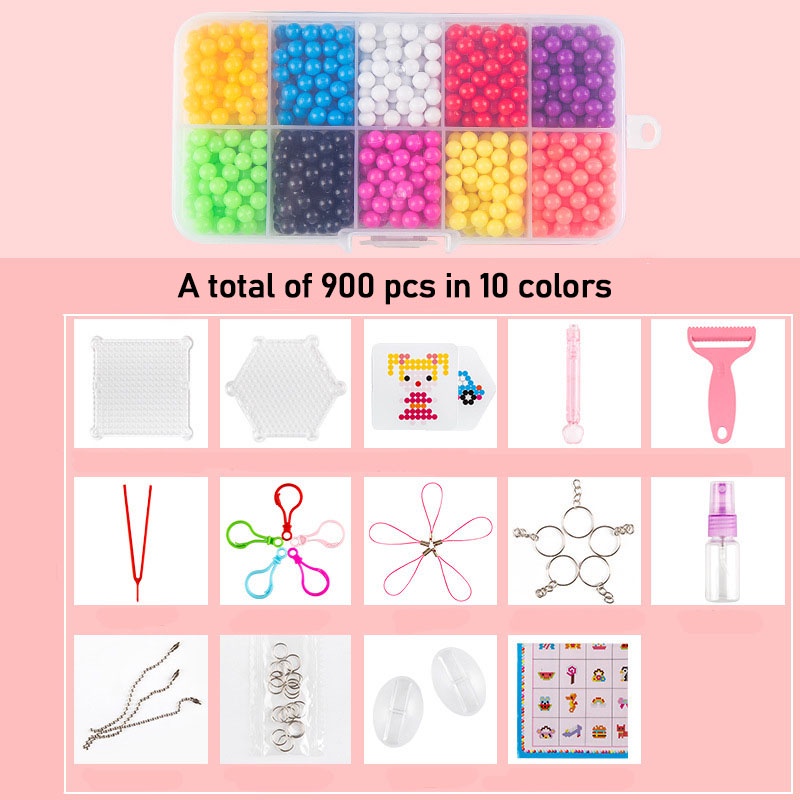 10warna 900 Pcs Kabut Air magic water soluble beads set box Diy Anak handmade puzzle beads puzzle Mainan Aksesoris