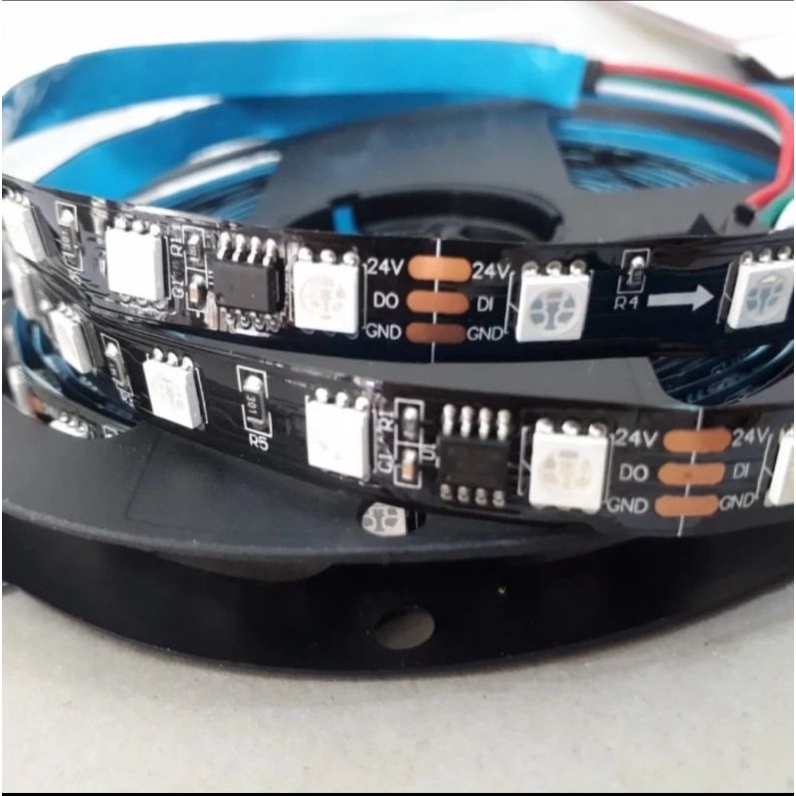 Lampu led strip rgb ws2811 24v indoor pcb hitam isi 300 led