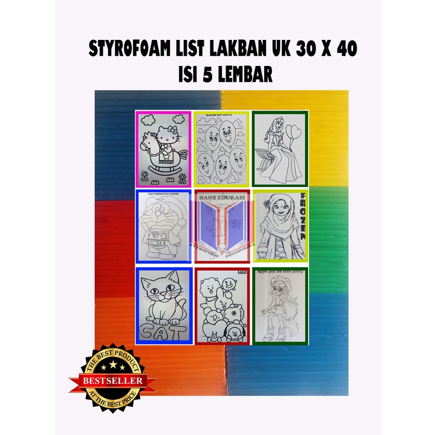 

Mainan Kreatif Styrofoam lukis uk 30 x 40 List lakban isi 5 pcs