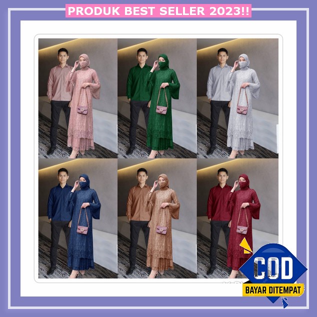 Jc Baju Gamis Couple Model Terbaru/Couple Cleo Cp Gela / Couple Gamis Brukat Tile Mx Gela / Set Paka
