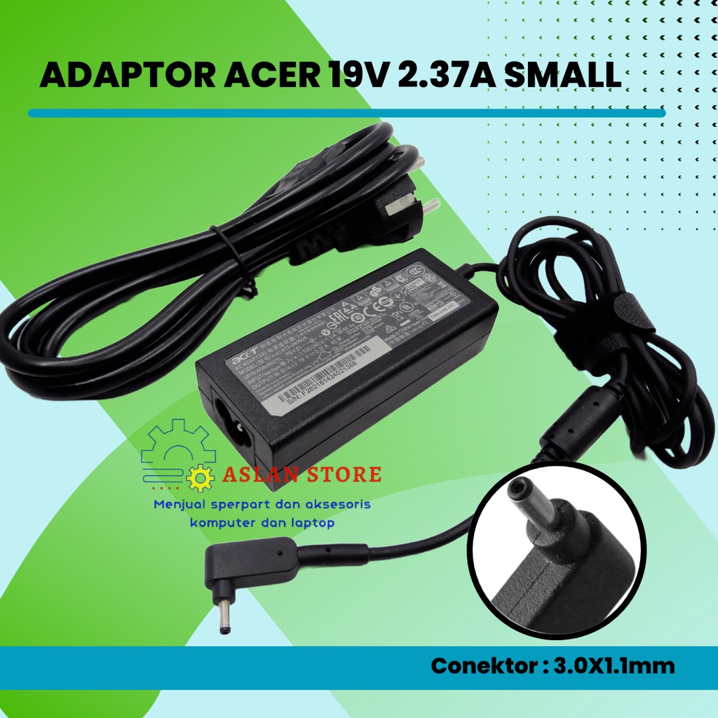 AC Power Adaptor 19V2.37A 45W 3.0x1.1mm Charger Acer Aspire s7 391 R5-471 V3-331 V3-371 ACER SPIN SP111-32N SP111-33 SP113-31 SP314-51 SP315-51 SP513-51 SP513-52N ACER Switch SW312-31 SW312-31P SW512-52 SW512-52P