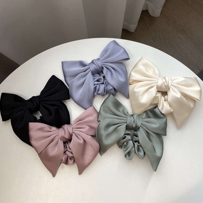 BIG BOW RING SCRUNCHIE IKAT KARET RAMBUT PITA RIBBON KOREA KOREAN RETRO FRENCH GIRLY FAIRY HAIRSTYLE AKSESORIS KOREAN BESAR TREND KUCIRAN