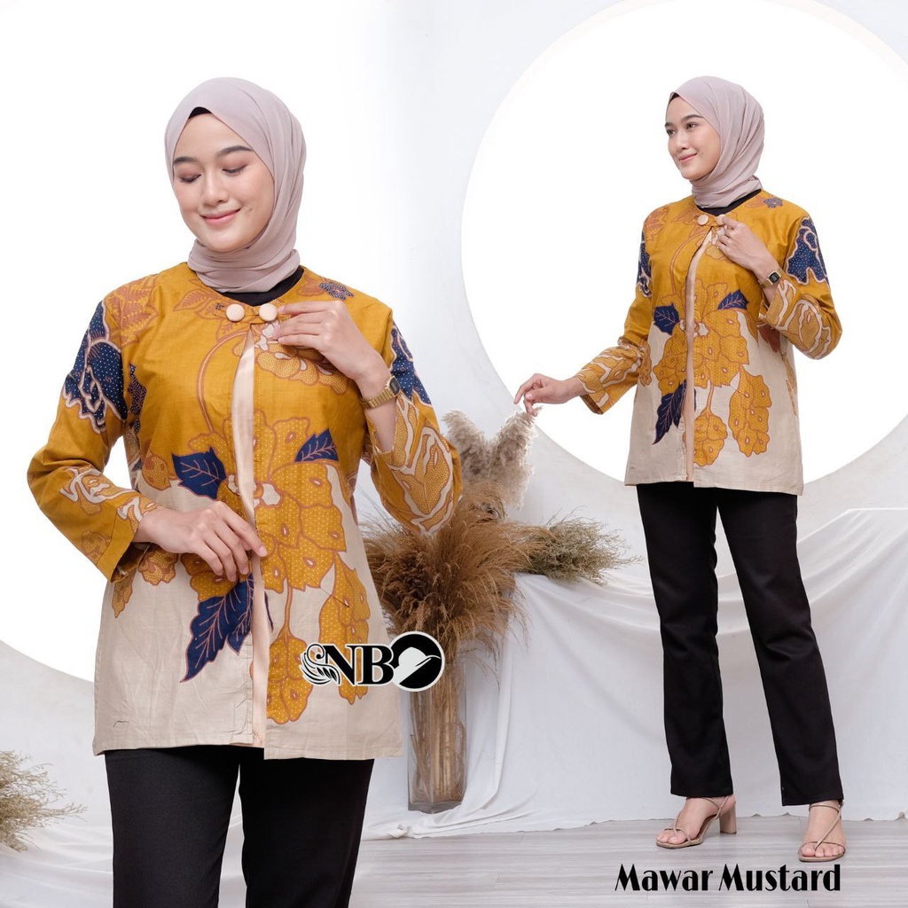 Baju Batik Wanita Modern Atasan Blouse Batik Kerja Kantor Wanita