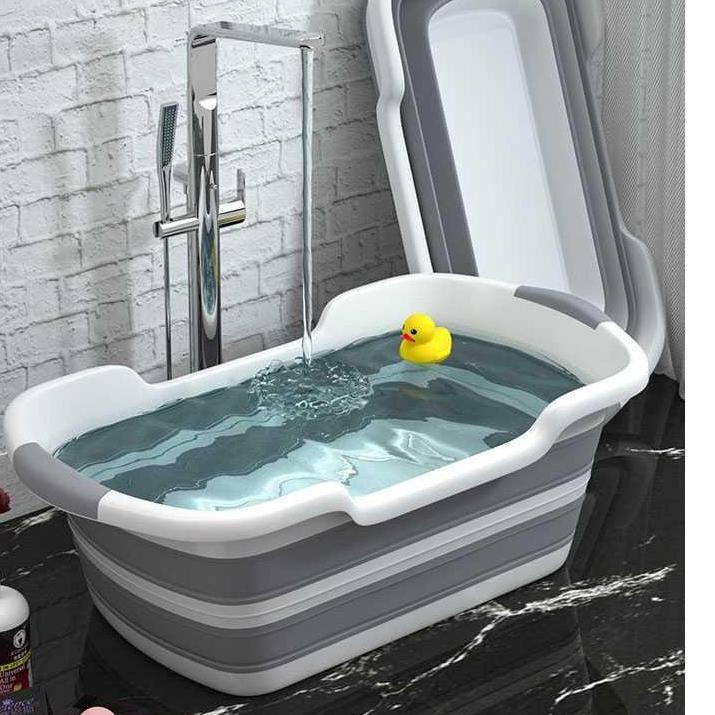 ➭ (BISA COD) BATHE PROJECT Bak Mandi Bayi Lipat Baby Bathtub 60 x 40CM ZD009 [Gray] ➭