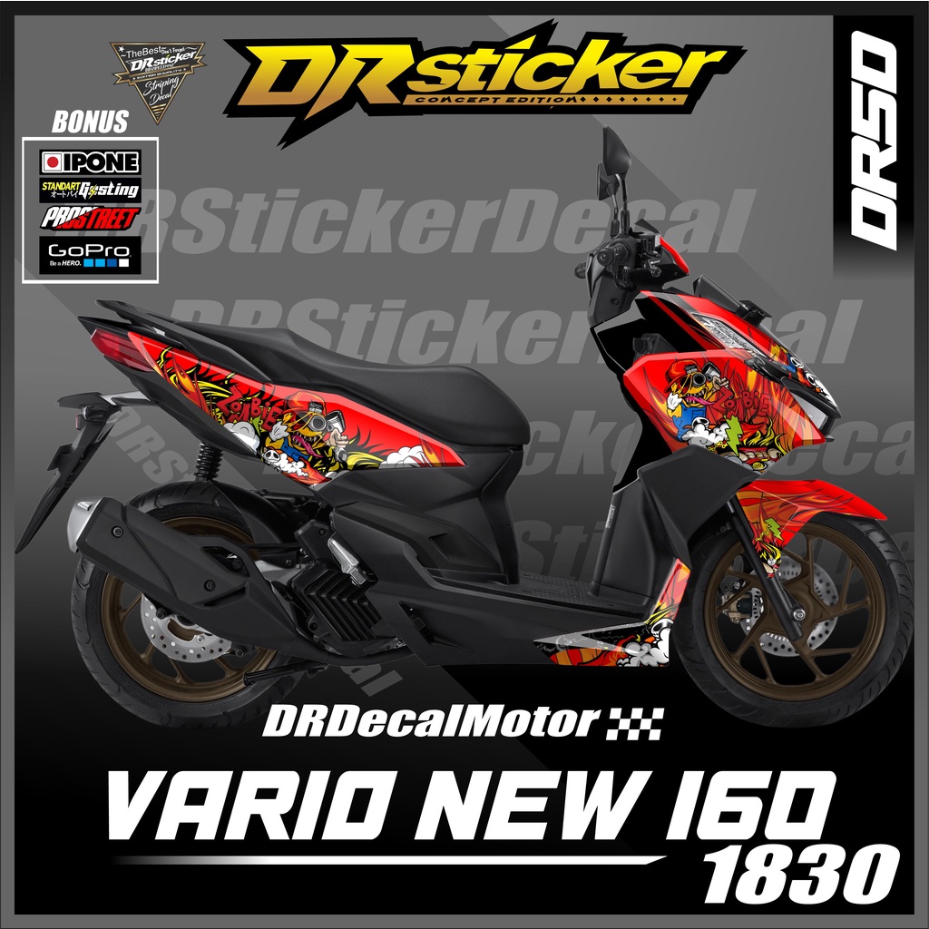 Decal Motor Vario New 160 desain Zombie variasi skotlet motor vario new 160 stiker decal vario fullb