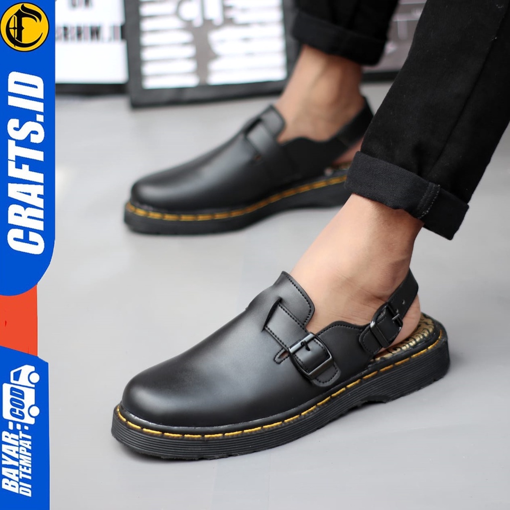 CRAFTS zangief - Sepatu Sandal Bustong Casual Sendal Slop Docmart Pria Hitam