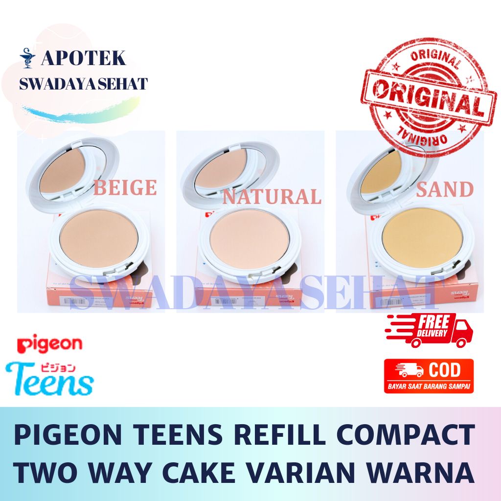 PIGEON TEENS COMPACT POWDER Varian Terlengkap UV Protection Two Way Cake - Bedak Padat Anak Remaja Dewasa Refill