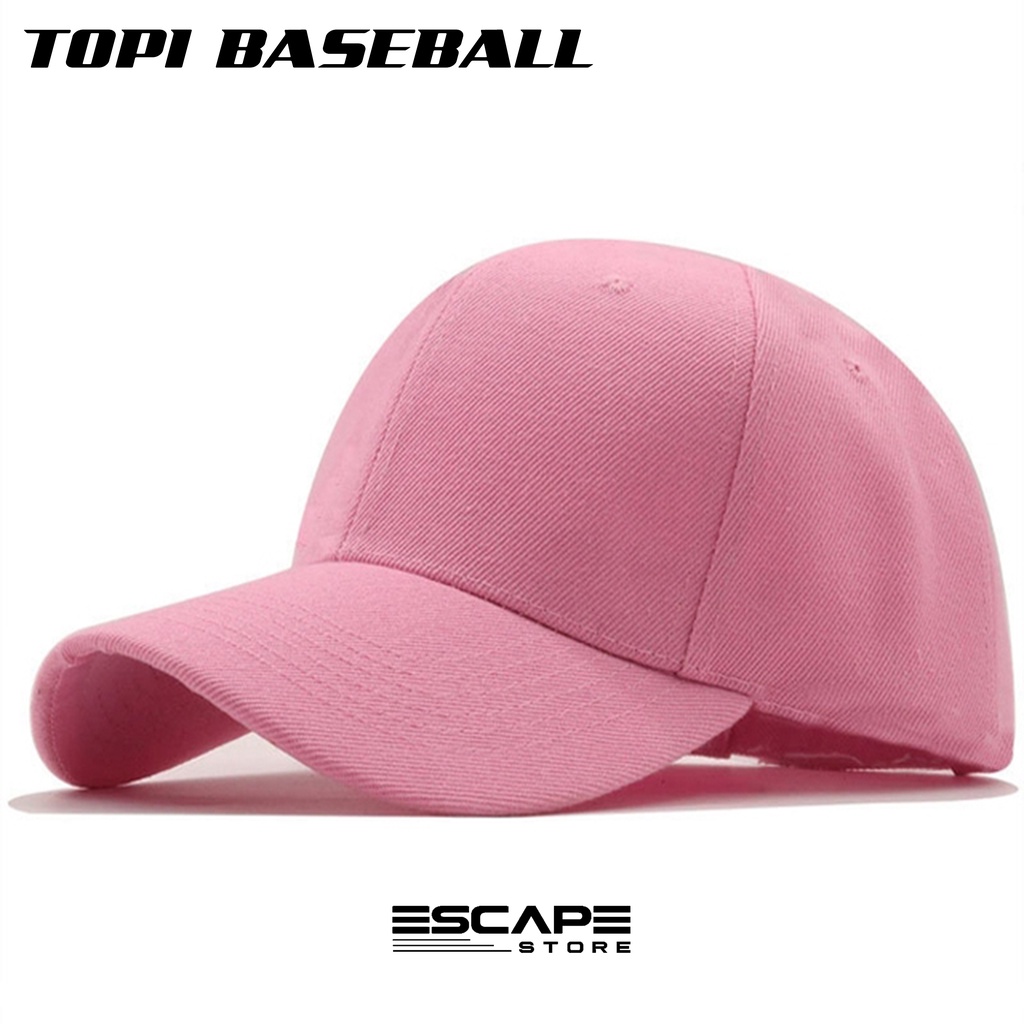 Topi Baseball Caps Pria dan Wanita Warna PInk Ukuran Remaja Hingga Dewasa Pengatur Size Besi