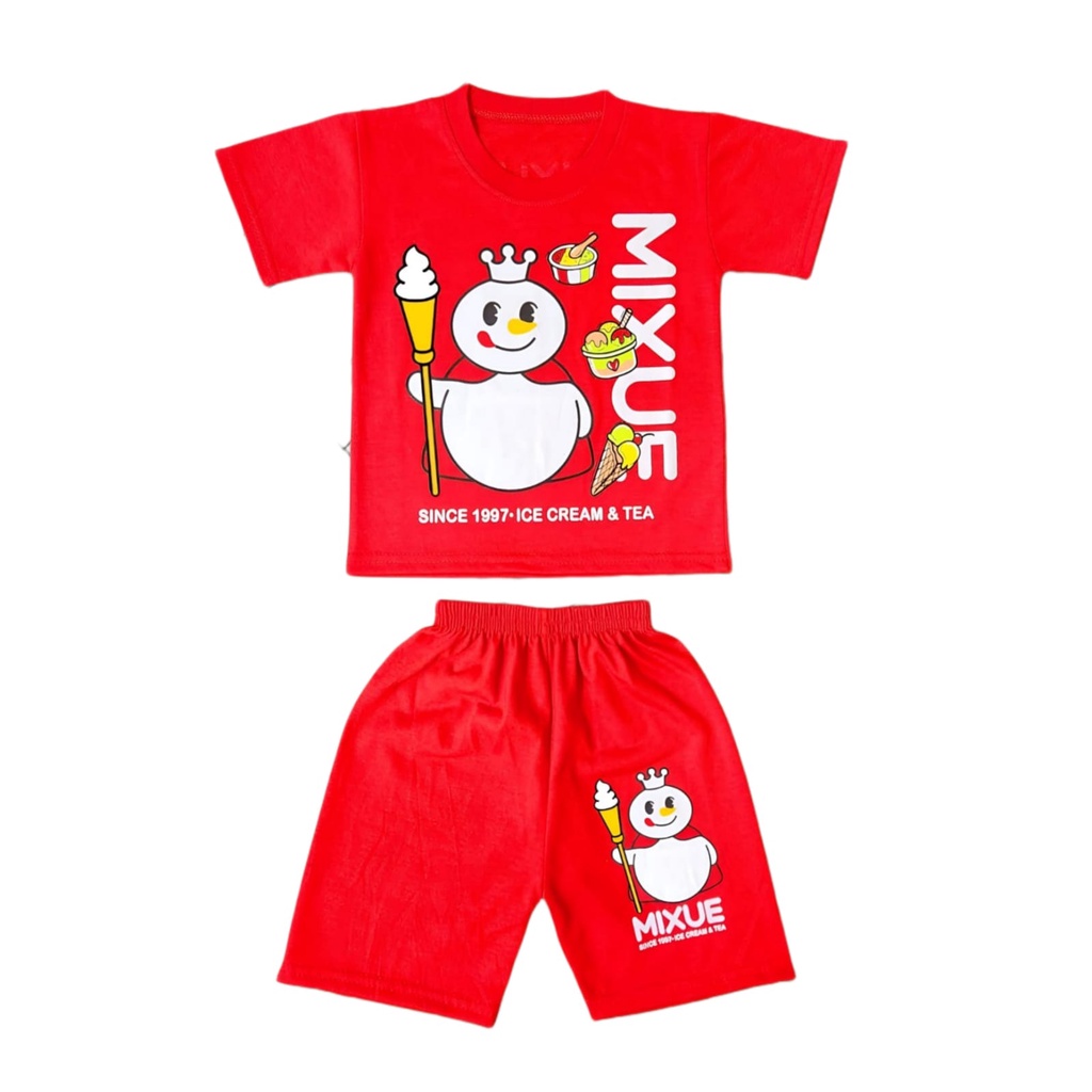 Baju Setelan baru Mixue untuk anak anak 2-10 tahun bisa cod