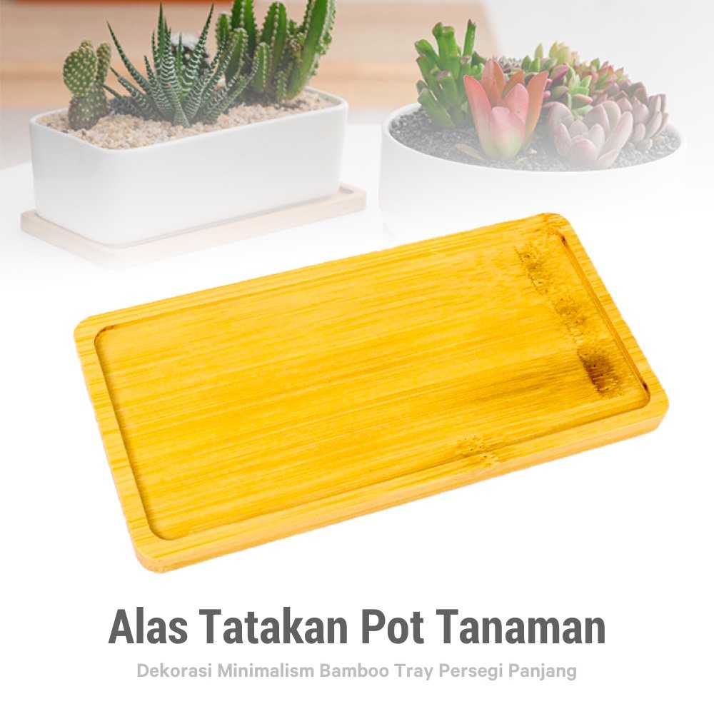 (BISA COD) FTIHSHP WITUSE Alas Tatakan Pot Tanaman Minima Bamboo Tray Persegi Panjang - EQF301