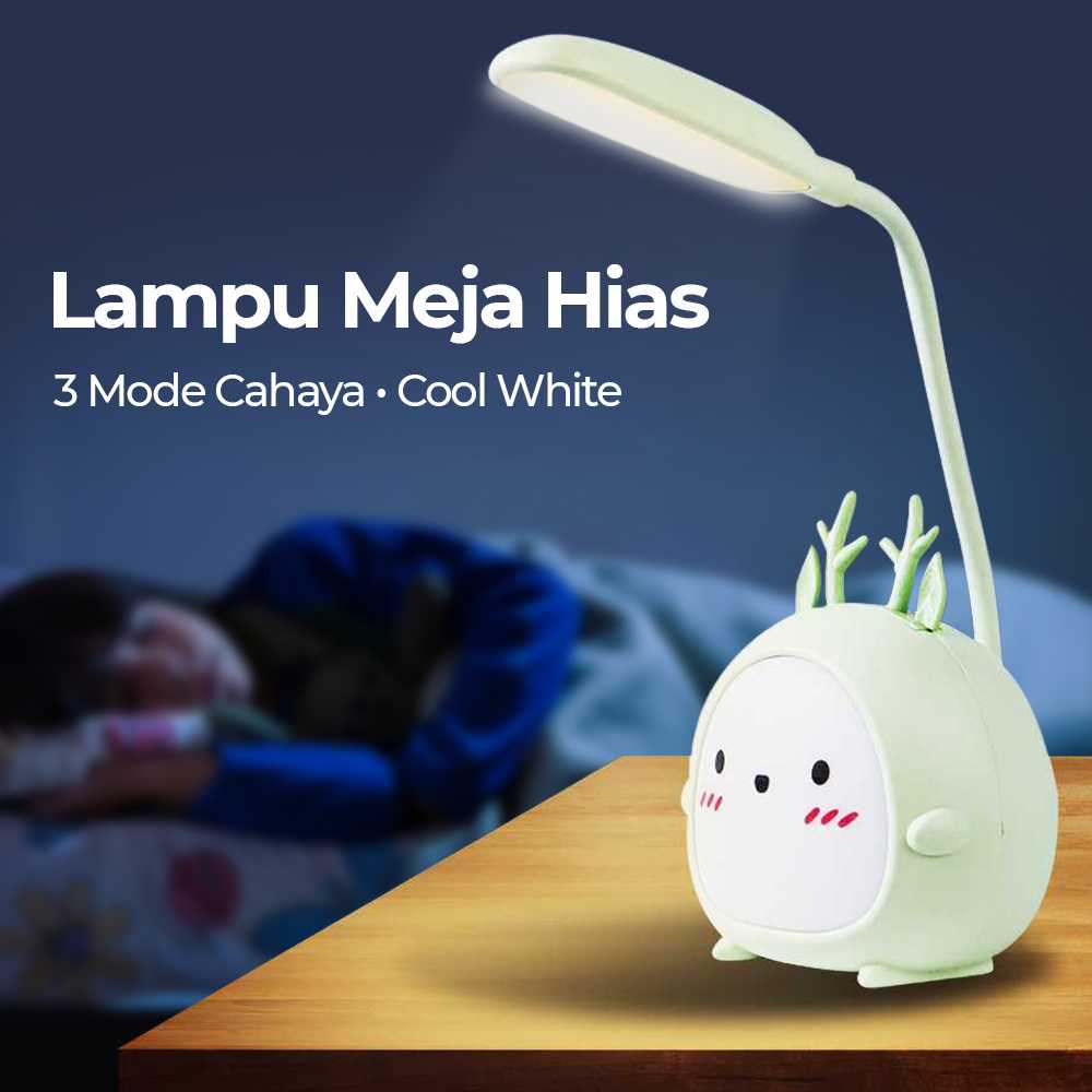 (BISA COD) FTIHSHP YW Lampu Meja Hias LED Desk Lamp Antelope Deer 3 Mode Cool White - YW2021B