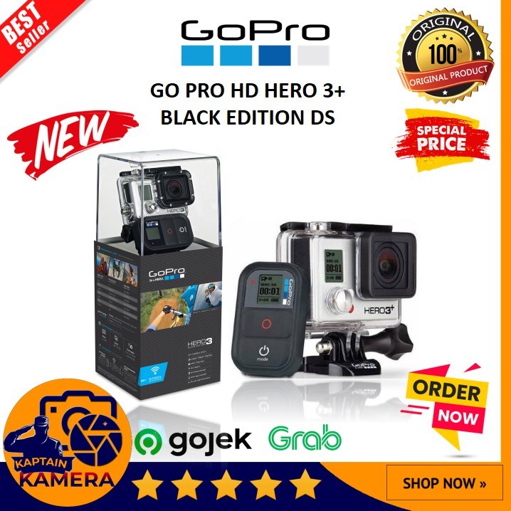 GoPro HERO3+ Black Action Camera - Hitam, 12.4MP, Waterproof hingga 60m