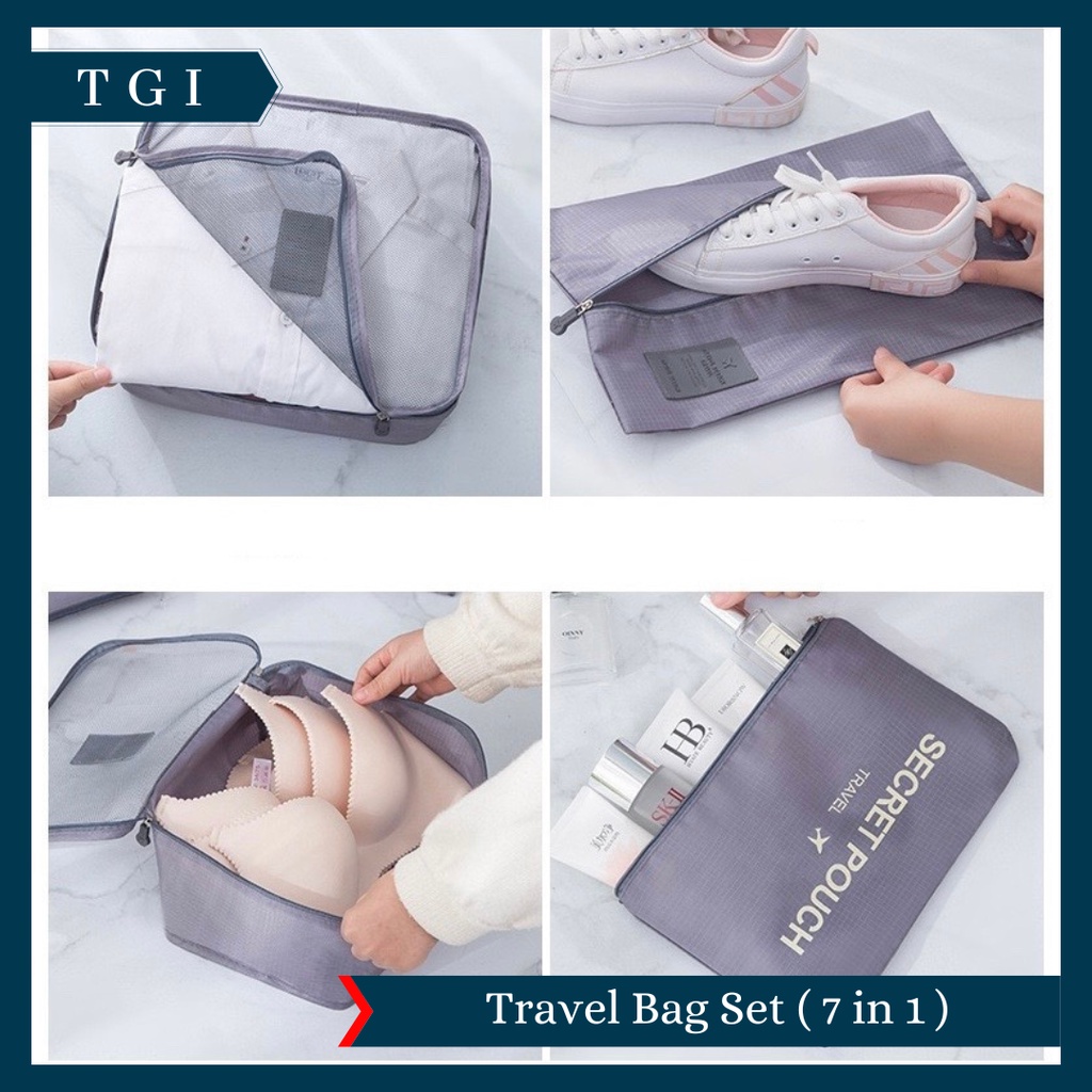 TGI - [7 IN 1] TRAVELLING BAG / TAS ORGANIZER KOPER / STORAGE LUGGAGE BAG / TAS PENYIMPANAN TRAVEL / ORGANIZER BAG SET