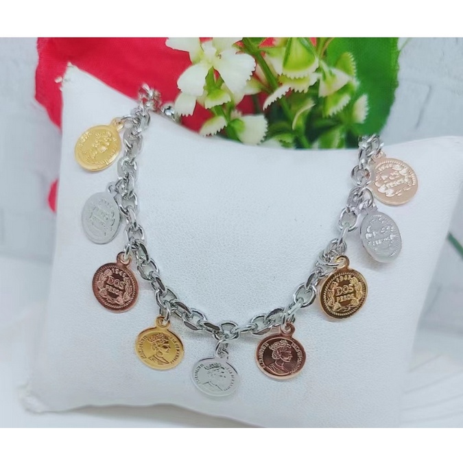 Gelang Rantai Koin Kombinasi Perhiasan Fashion W08