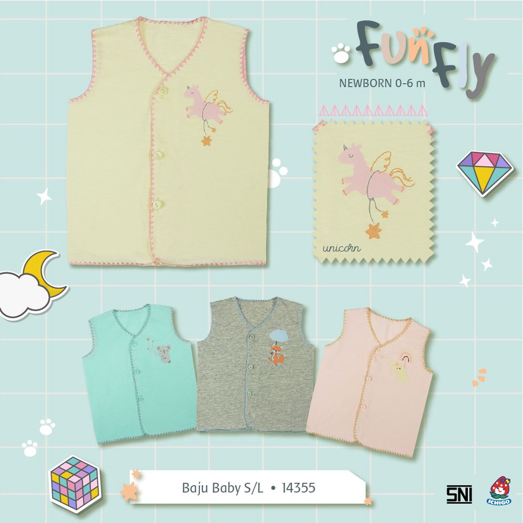 Ichigo Stelan Singlet Kancing Depan Celana Kaca Mata Warna Fun Fly (3 Pcs) IC-SSCKWFF/3