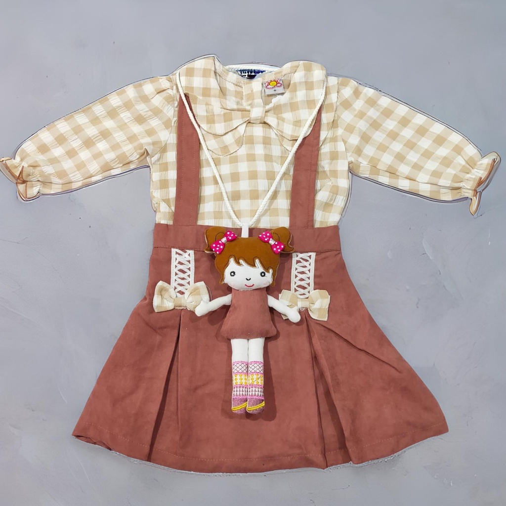 Rok Oval Kerah  Kemeja Kotak 2-3 tahun Baju Anak Perempuan 2-3 THN