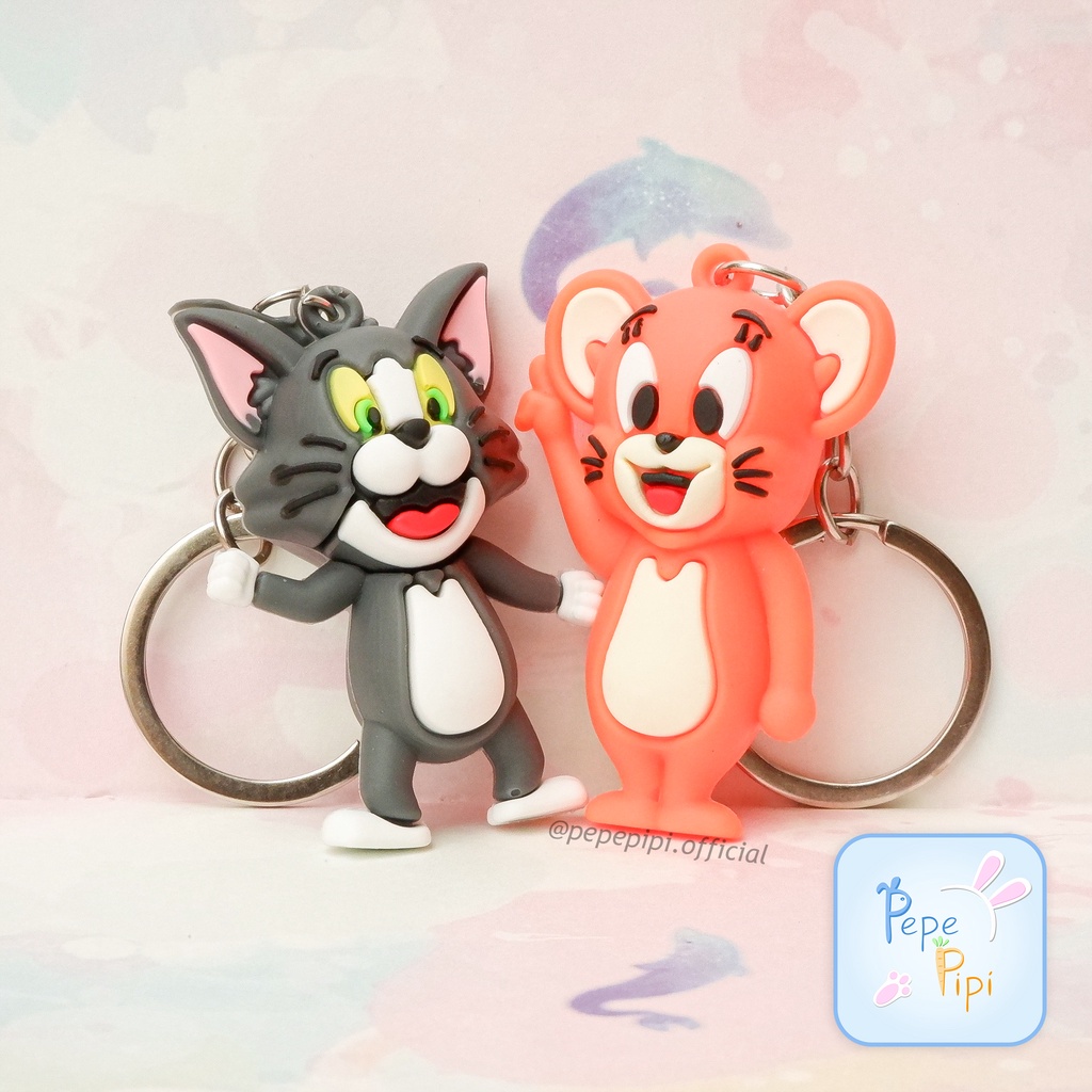 Gantungan Kunci Karet Tom &amp; Jerry Tom Ganci Keychain Keycin Hiasan Tas karet Gantung Hiasan Aksesoris Tas