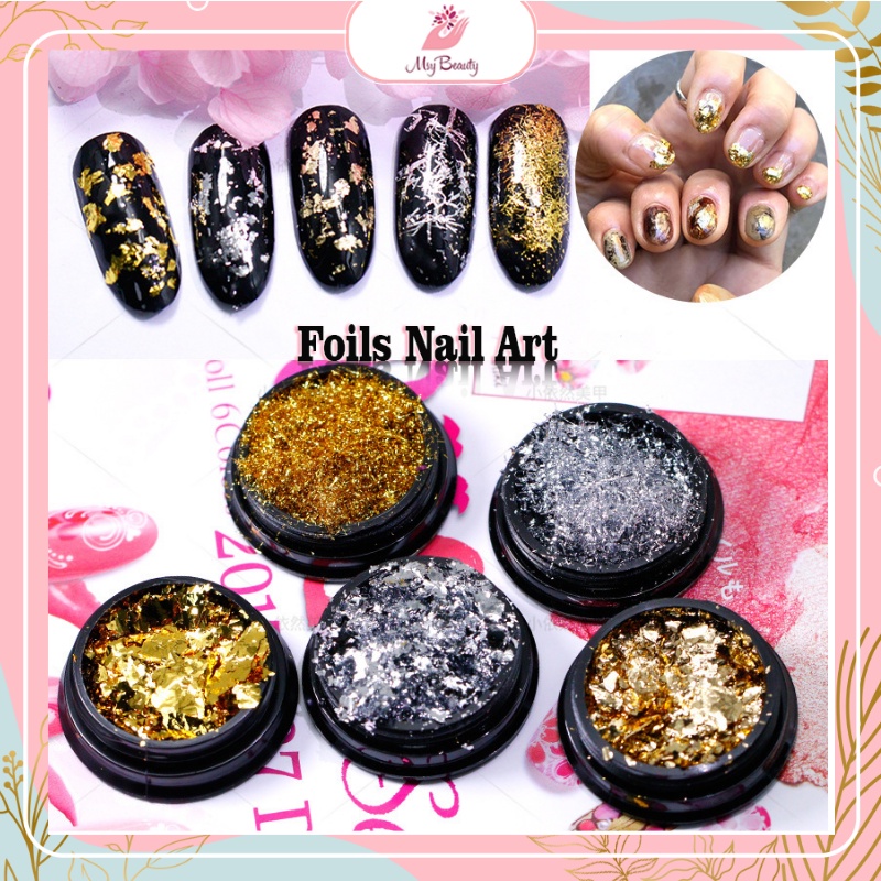 MSY FLAKE FOILS NAIL ART/KERTAS FOIL NAIL ART/HIASAN NAILART FLAKES NAIL FOIL GOLD