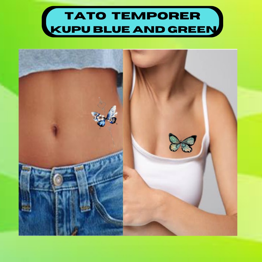 tato temporer kupu kupu black and green tahan lama dan anti air