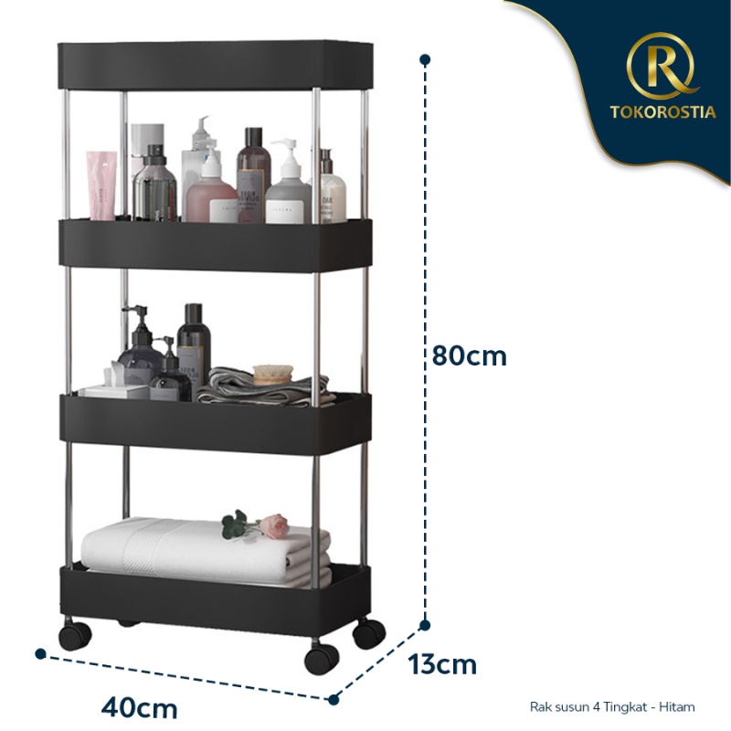 Rak Susun Plastik N39 Roda Serbaguna Penyimpanan 4 Tingkat