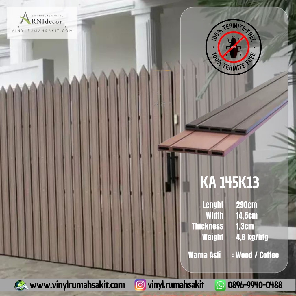Pagar WPC / Decking WPC KA 145K13 - Tahan Terhadap Perubahan Cuaca
