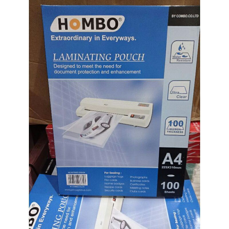 

LAMINATING POUCH FILM a4 HOMBO 220 X307mm(100sheets)