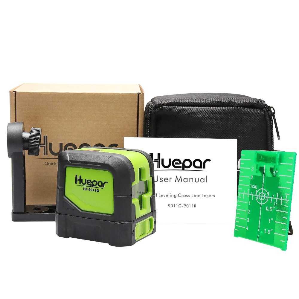 Huepar Laser Level Mini Green Beam 2 Line Self Leveling Magnetic Base - 9011G - Green