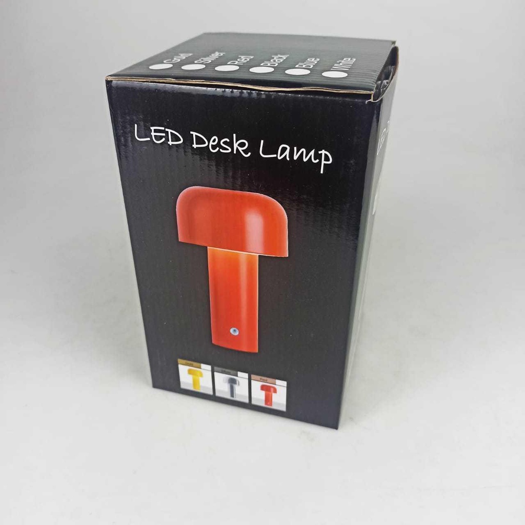 Lampu Meja Hias LED Model Jamur Rechargeable Tri Color Dimming - CL44 - Black