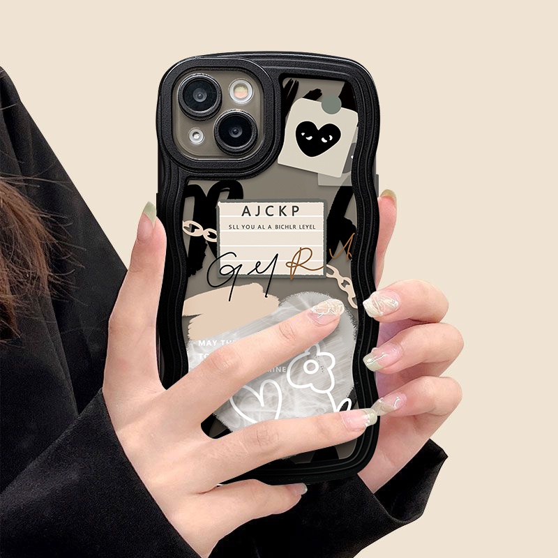 Soft Case TPU Motif Kartun Graffiti Hati Untuk iPhone 11 12 14 13 Pro MAX XR 7 8 Plus 6 6s Plus 14 Plus X XS MAX SE